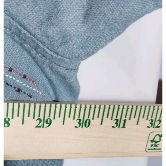 Liz & Me Button Up Shirt 3X Denim Blue Americana Stars Stripes Beaded Sequins - Picture 6 of 12